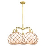 Farmhouse Rope 5 Light Stem Hung Chandelier 28.5 Inch Wide by Innovations - 516-5CR-G12-10R