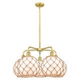 Farmhouse Rope 5 Light Stem Hung Chandelier 28.5 Inch Wide by Innovations - 516-5CR-G12-10R