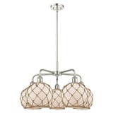 Farmhouse Rope 5 Light Stem Hung Chandelier 26.5 Inch Wide by Innovations - 516-5CR-G12-8R