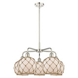 Farmhouse Rope 5 Light Stem Hung Chandelier 26.5 Inch Wide by Innovations - 516-5CR-G12-8R