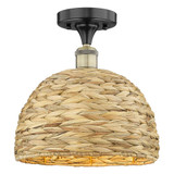 Woven Rattan 1 Light Semi Flush Mount 10.88 Inch X 12 Inch by Innovations - 616-1F-RBD-12