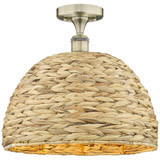 Woven Rattan 1 Light Semi Flush Mount 13.13X 15.75 Inch Wide by Innovations - 616-1F-RBD-16