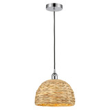 Woven Rattan 1 Light Cord Hung Mini Pendant 10.75 Inch by Innovations - 616-1P-RBD-12