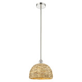 Woven Rattan 1 Light Stem Hung Mini Pendant 12 Inch Wide by Innovations - 616-1S-RBD-12