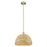 Woven Rattan 1 Light Stem Hung Mini Pendant 12.5 Inch Tall by Innovations - 616-1S-RBD-16