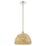 Woven Rattan 1 Light Stem Hung Mini Pendant 12.5 Inch Tall by Innovations - 616-1S-RBD-16