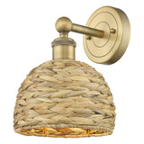 Woven Rattan 1 Light Wall Sconce 11 Inch Tall X 8 Inch Wide by Innovations - 616-1W-RBD-8