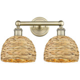 Woven Rattan 2 Light Bath Vanity 11 Inch Tall X 17 Inch Wide by Innovations - 616-2W-RBD-8