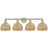 Woven Rattan 4 Light Bath Vanity 11 Inch Tall X 35 Inch Wide by Innovations - 616-4W-RBD-8