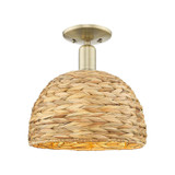 Woven Rattan 1 Light Semi Flush Mount 12 Inch X 12 Inch by Innovations - 716-1C-RBD-12