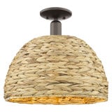 Woven Rattan 1 Light Semi Flush Mount 14.5X 15.75 Inch Wide by Innovations - 716-1C-RBD-16