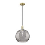 Athens Deco Swirl 1 Light Cord Hung Mini Pendant 14.2 Inch by Innovations - 716-1P-G1213-12
