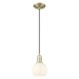 White Venetian 1 Light Cord Hung Mini Pendant 8.83 Inch Tall by Innovations - 716-1P-G1217-6