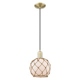 Farmhouse Rope 1 Light CordHung Mini Pendant 10.83 Inch Tall by Innovations - 716-1P-G12-8R