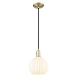 White Venetian 1 Light CordHung Mini Pendant 10.83 Inch Tall by Innovations - 716-1P-G1217-8