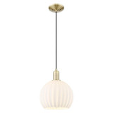 White Venetian 1 Light Cord Hung Mini Pendant 12.58 Inch by Innovations - 716-1P-G1217-10