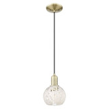 White Mouchette 1 Light CordHung Mini Pendant 8.83 Inch Tall by Innovations - 716-1P-G1216-6