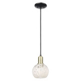 White Mouchette 1 Light CordHung Mini Pendant 8.83 Inch Tall by Innovations - 716-1P-G1216-6