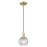 Athens 1 Light Basketweave Cord Hung Mini Pendant 8.95 Inch by Innovations - 716-1P-G122C-6