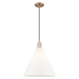 Berkshire Glass 1 Light Cord Hung Mini Pendant 17.83 Inch by Innovations - 716-1P-GBC16