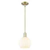 White Venetian 1 Light StemHung Mini Pendant 10.63 Inch Tall by Innovations - 716-1S-G1217-8