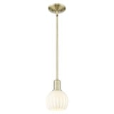 White Venetian 1 Light Stem Hung Mini Pendant 8.63 Inch Tall by Innovations - 716-1S-G1217-6