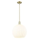 White Venetian 1 Light Stem Hung Mini Pendant 17.25 Inch by Innovations - 716-1S-G1217-14