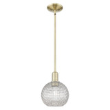 Athens 1 Light Basketweave Stem Hung Mini Pendant 10.63 Inch by Innovations - 716-1S-G122C-8