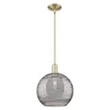 Athens Deco Swirl 1 Light Stem Hung Mini Pendant 14 Inch by Innovations - 716-1S-G1213-12