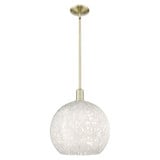 White Mouchette 1 Light Stem Hung Mini Pendant 17.25 Inch by Innovations - 716-1S-G1216-14