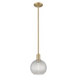 Athens 1 Light Basketweave Stem Hung Mini Pendant 10.63 Inch by Innovations - 716-1S-G122C-8