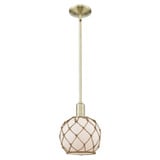 Farmhouse Rope 1 Light StemHung Mini Pendant 10.63 Inch Tall by Innovations - 716-1S-G12-8R
