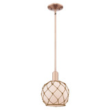 Farmhouse Rope 1 Light StemHung Mini Pendant 10.63 Inch Tall by Innovations - 716-1S-G12-8R