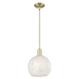 White Mouchette 1 Light Stem Hung Mini Pendant 12.38 Inch by Innovations - 716-1S-G1216-10