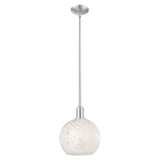 White Mouchette 1 Light Stem Hung Mini Pendant 12.38 Inch by Innovations - 716-1S-G1216-10