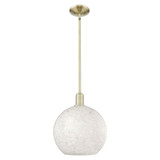 White Mouchette 1 Light Stem Hung Mini Pendant 14.13 Inch by Innovations - 716-1S-G1216-12