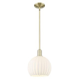 White Venetian 1 Light Stem Hung Mini Pendant 12.38 Inch by Innovations - 716-1S-G1217-10