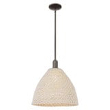 Woven Rattan 1 Light Stem Hung Mini Pendant 15.75 Inch Wide by Innovations - 716-1S-RBD-16