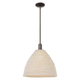 Woven Rattan 1 Light Stem Hung Mini Pendant 15.75 Inch Wide by Innovations - 716-1S-RBD-16
