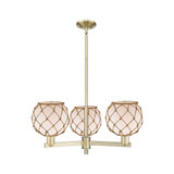 Farmhouse Rope 3 Light Stem Hung Chandelier 12X 30 Inch Wide by Innovations - 716-3CR-G12-8R