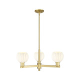 White Venetian 3 Light Stem Hung Chandelier 27.75 Inch Wide by Innovations - 716-3CR-G1217-6