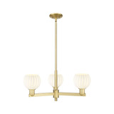 White Venetian 3 Light Stem Hung Chandelier 27.75 Inch Wide by Innovations - 716-3CR-G1217-6