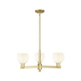 White Venetian 3 Light Stem Hung Chandelier 27.75 Inch Wide by Innovations - 716-3CR-G1217-6