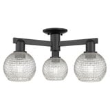 Athens 3 Light Basketweave Semi Flush Mount 23.38 Inch Wide by Innovations - 716-3F-G122C-6