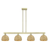 Woven Rattan 4 Light Stem Hung Island 9.63X 50.75 Inch Wide by Innovations - 716-4I-RBD-8