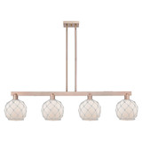 Farmhouse Rope 4 Light Stem Hung Island 10.88 X 50.75 Inch by Innovations - 716-4I-G12-8R