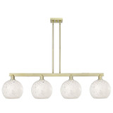 White Mouchette 4 Light Stem Hung Island 50.75 Inch Wide by Innovations - 716-4I-G1216-8
