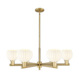 White Venetian 6 Light Stem Hung Chandelier 35.75 Inch Wide by Innovations - 716-6CR-G1217-6