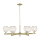 White Mouchette 6 Light Stem Hung Chandelier 35.75 Inch Wide by Innovations - 716-6CR-G1216-6