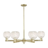 White Mouchette 6 Light Stem Hung Chandelier 35.75 Inch Wide by Innovations - 716-6CR-G1216-6